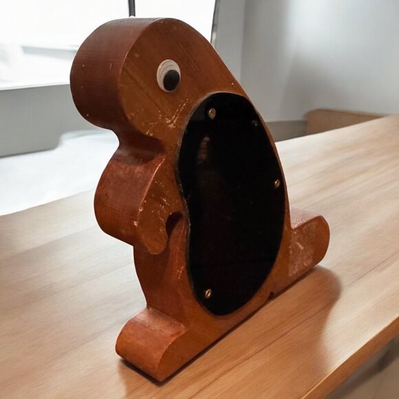 Vintage Wood Beaver Coin Bank Smokey See-Thru Lucite Belly - Picture 2 of 8